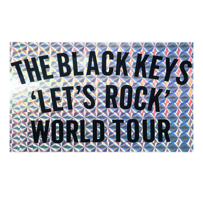 SQUARE 'LET'S ROCK' SILVER STICKER